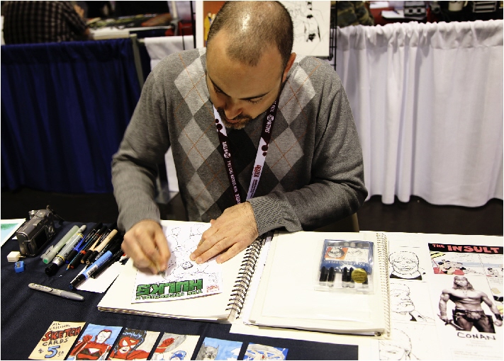 Artist PJ Perez, hard at work 